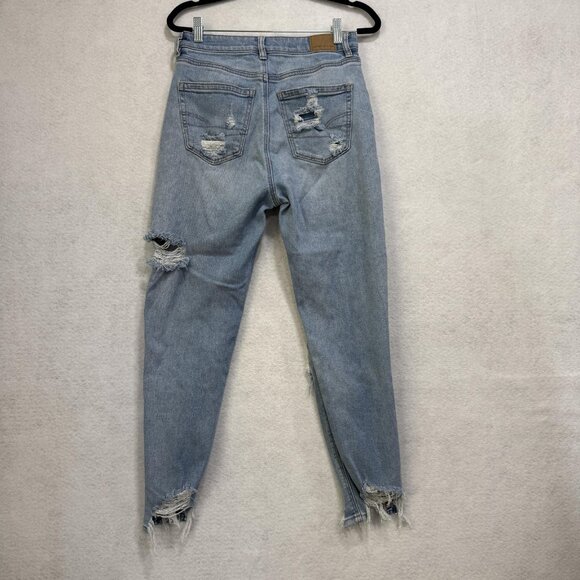 American Eagle Jeans Womens 4 Blue Distressed Mom Jean High Rise Ripped Denim - Picture 7 of 14